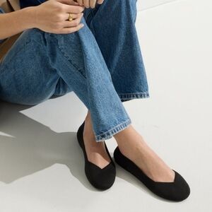 Rothy's The Flat in Black With Blue Trim Slip On Shoes
